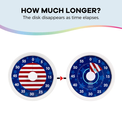 TWENTY5 SEVEN Countdown Timer 3 inch, Silent 60 Minute 1 Hour Visual Timer with Pause Function, Magnetic Classroom Teaching Tool Office Meeting, Countdown Clock for Kids Time Management, Blue Stars