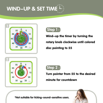 TWENTY5 SEVEN Countdown Timer 7.5 inch; 60 Minute 1 Hour Visual Timer – Classroom Teaching Tool Office Meeting, Mechanical Countdown Clock for Kids Exam Time Management Magnetic, Sky Blue