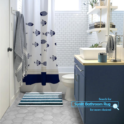 Sunlit 17"x24" Ombre Blue Bathroom Rug Non-Slip Absorbent Soft Bath Mat Set, Floor Mat Dry Fast Machine Washable.