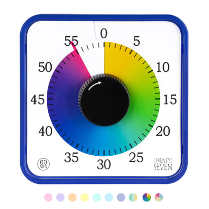 TWENTY5 SEVEN Countdown Timer 7.5 inch; 60 Minute 1 Hour Visual Timer – Classroom Teaching Tool Office Meeting, Mechanical Countdown Clock for Kids Exam Time Management Magnetic, Sky Blue