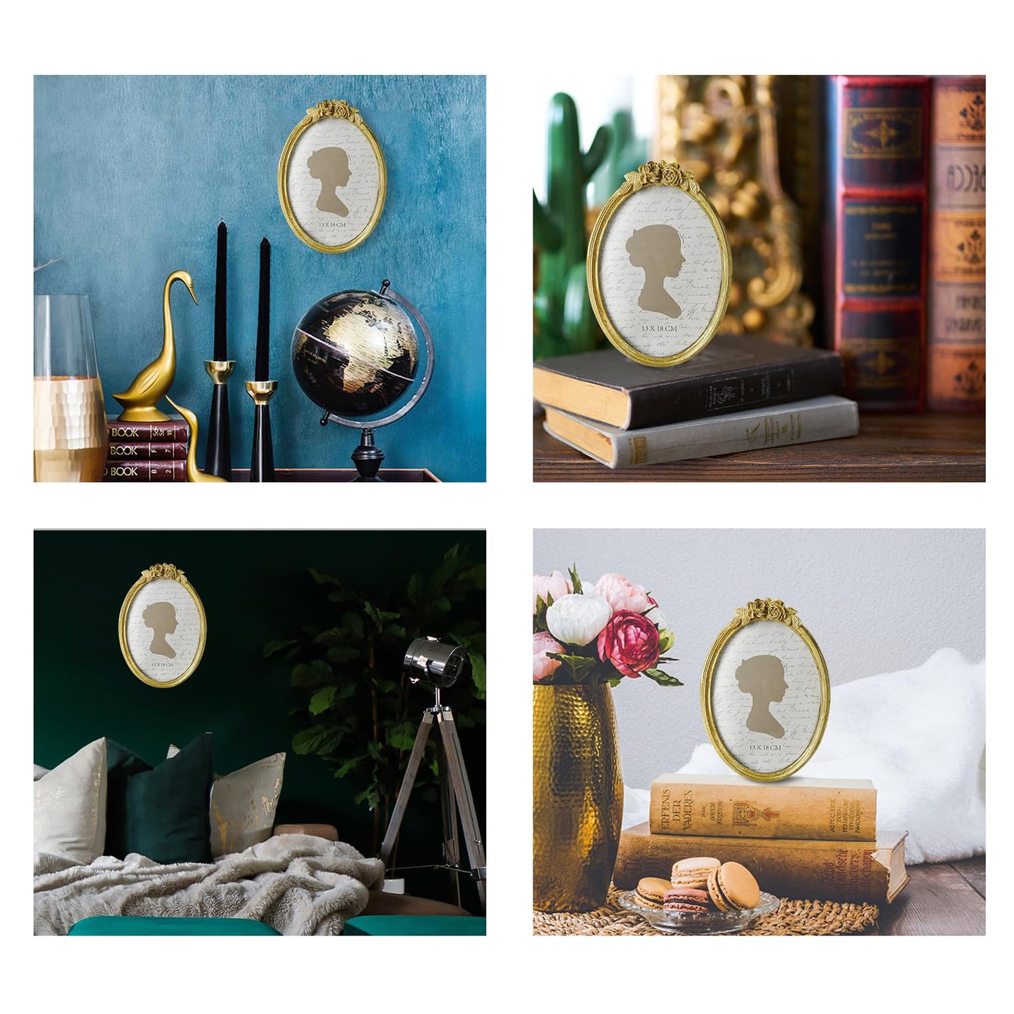 Sunlit Vintage Picture Frame 4x4 Inch, Luxury Antique Photo Frames with Glass Front, Luxury Photo Display, Tabletop Wall Hanging, Gift Ideas, Golden Rose