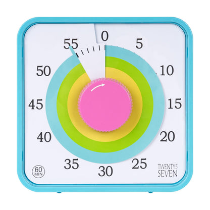 TWENTY5 SEVEN Countdown Timer 7.5 inch; 60 Minute 1 Hour Visual Timer – Classroom Teaching Tool Office Meeting, Mechanical Countdown Clock for Kids Exam Time Management Magnetic, Sky Blue