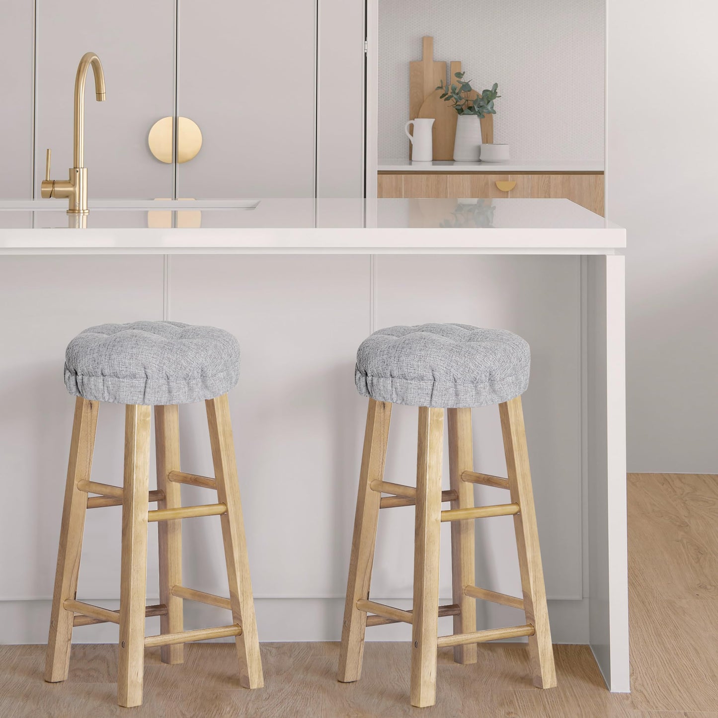 Sunlit Bar Stool Covers - Set of 2 Rectangle Bar Stool Seat Covers, Soft and Cushioned Bar Chair Covers, Easy to Install and Wash, Cover Only, Gray