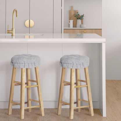 Sunlit Bar Stool Covers - Set of 2 Rectangle Bar Stool Seat Covers, Soft and Cushioned Bar Chair Covers, Easy to Install and Wash, Cover Only, Gray
