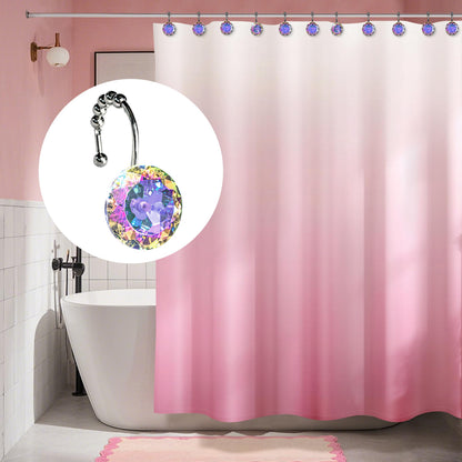 Sunlit Luxury Design Round Yellow Diamond Crystal Gem Bling with Glide Balls Shower Curtain Hooks, Rust Proof Metal Rhinestones Glam Shower Curtain Rings-12 Pack