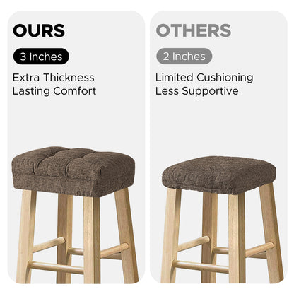 Sunlit Bar Stool Covers - Set of 2 Rectangle Bar Stool Seat Covers, Soft and Cushioned Bar Chair Covers, Easy to Install and Wash, Cover Only, Gray