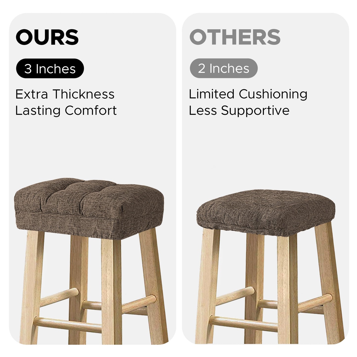 Sunlit Bar Stool Covers - Set of 2 Round Bar Stool Seat Covers, Soft and Cushioned Bar Chair Covers, Easy to Install and Wash, Cover Only, 12 Inch Diameter, Gray