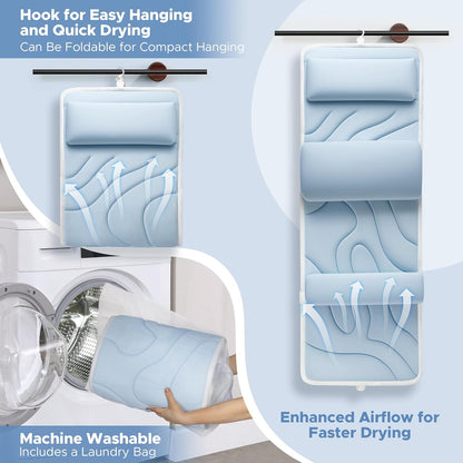 Sunlit Ultra Soft Full Body Bath Pillow for Bathtub, Luxury Thick Tub Pillow for Head Neck Back Support with Lumbar Pillow Multi-Function Stopper, Spa Pillow with Strong Suction Cups, Bath Accessories