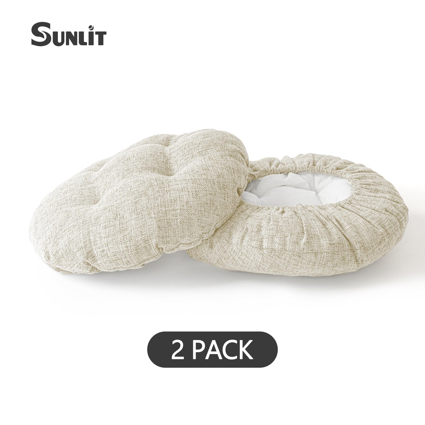 Sunlit Bar Stool Covers - Set of 2 Round Bar Stool Seat Covers, Soft and Cushioned Bar Chair Covers, Easy to Install and Wash, Cover Only, 12 Inch Diameter, Light Gray