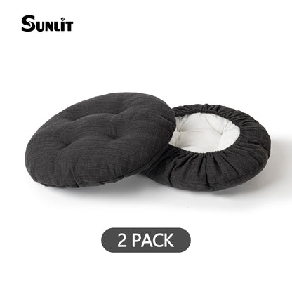 Sunlit Bar Stool Covers - Set of 2 Round Bar Stool Seat Covers, Soft and Cushioned Bar Chair Covers, Easy to Install and Wash, Cover Only, 12 Inch Diameter, Gray
