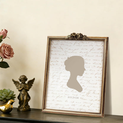 Sunlit Vintage Picture Frame 5x7 Inch, Luxury Antique Photo Frames with Glass Front, Luxury Photo Display, Tabletop Wall Hanging, Gift Ideas, Golden Rose
