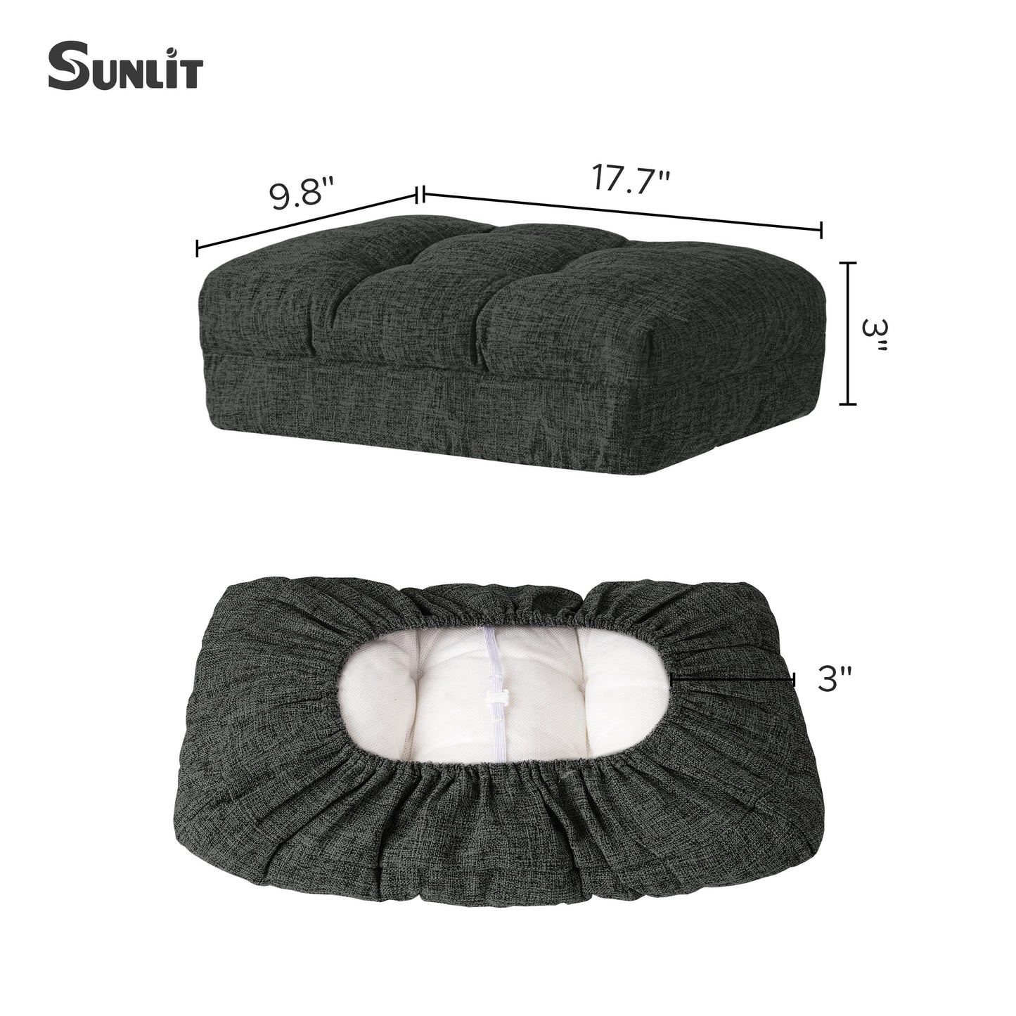 Sunlit Bar Stool Covers - Set of 2 Rectangle Bar Stool Seat Covers, Soft and Cushioned Bar Chair Covers, Easy to Install and Wash, Cover Only, Gray