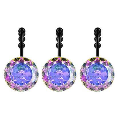 Sunlit Luxury Design Round Yellow Diamond Crystal Gem Bling with Glide Balls Shower Curtain Hooks, Rust Proof Metal Rhinestones Glam Shower Curtain Rings-12 Pack