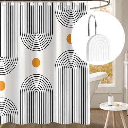 Sunlit Geometric Decorative Shower Curtain Hooks, Matt Triangle Geometric Black Shower Curtain Rings, Resin, Bathroom Decoration Boho Shower Curtain Hooks-12 Pack