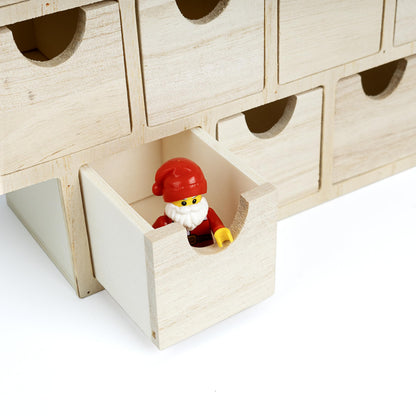 Sunlit Christmas Wooden Advent Calendar with Drawers, Unfinished Wooden, Chalet Shaped Countdown Calendar Ready to Decorate and Personalize | Craft Storage Box | DIY Guru and Crafters