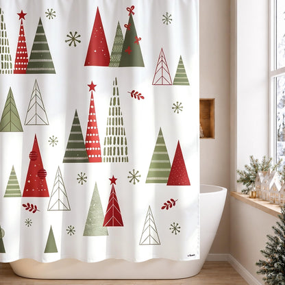 Sunlit Blue Fluorescent Christmas Snowflake Tree with Dark Blue Background Fabric Shower Curtain, Bathroom Home Office Holiday Wall Decoration as Tapestry and Photo Booth Backdrop
