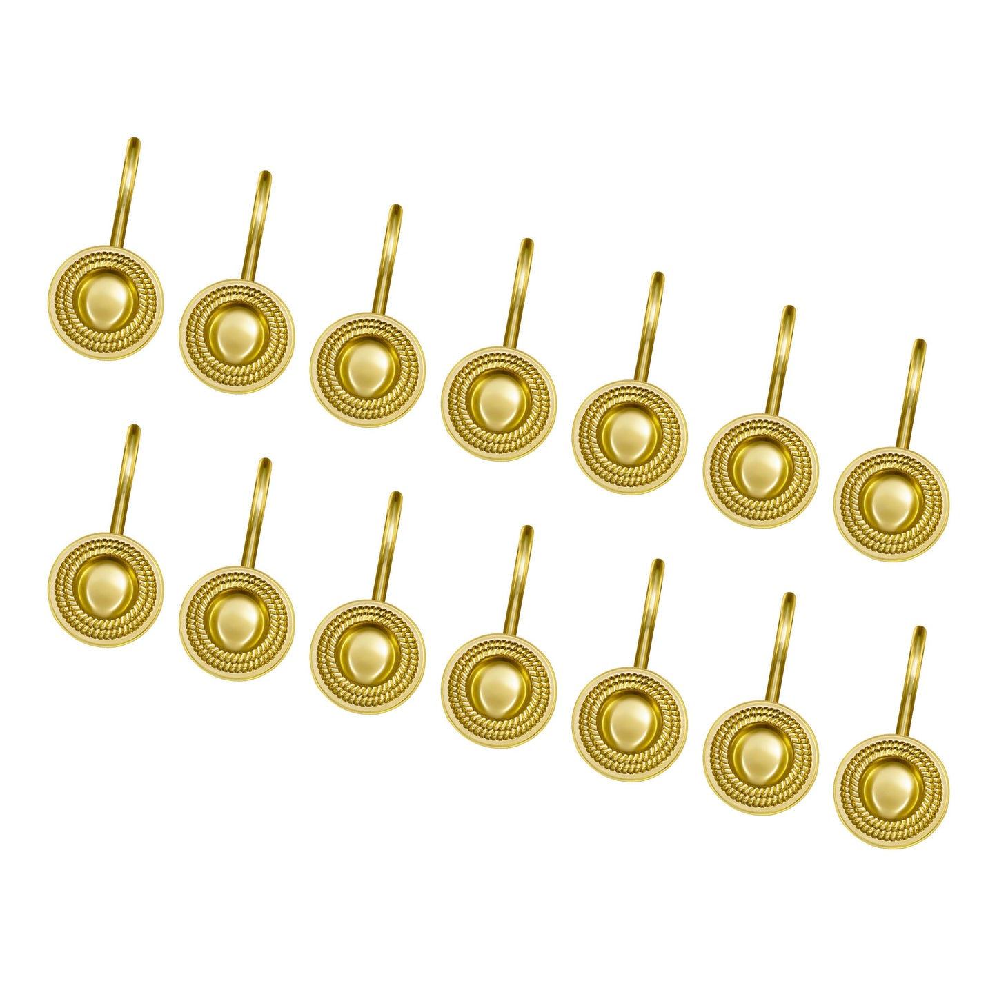 Sunlit Gold Shower Curtain Hooks, Square Metal Home Decorative Shower Curtain Rings for Bathroom, Modern Shower Curtain Hangers Bathroom Accessories, Set of 12