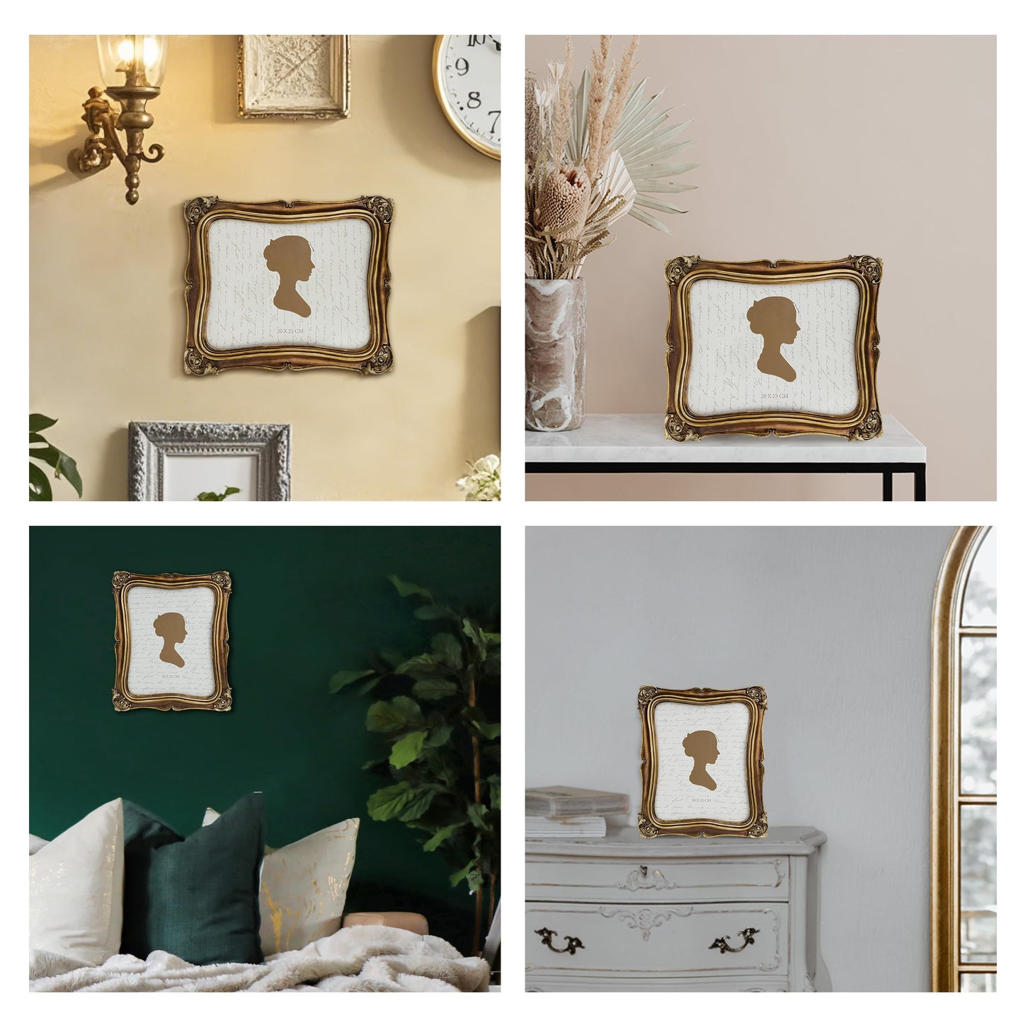 Sunlit Vintage Small Picture Frame 2.5x3.5 Inch, Antique Mini Polaroid Photo Frames with Glass Front, Luxury Wallet Size Picture Frames, Tiny Photo Frames Display Tabletop Wall Hanging Gift Ideas, Gold