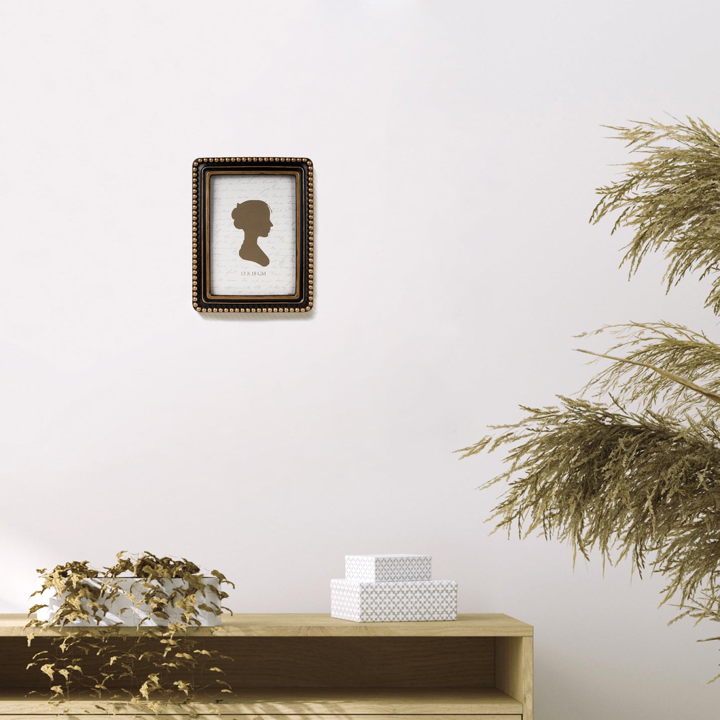 Sunlit Boho Vintage Picture Frame 4x4 Inch with Beaded Border, Luxury Antique Square Photo Frames with Glass Front, Photo Display, Tabletop Wall Hanging, Gift Idea, Distressed White