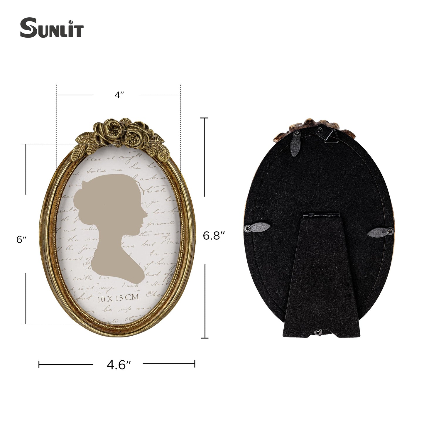 Sunlit Vintage Picture Frame 4x4 Inch, Luxury Antique Photo Frames with Glass Front, Luxury Photo Display, Tabletop Wall Hanging, Gift Ideas, Golden Rose