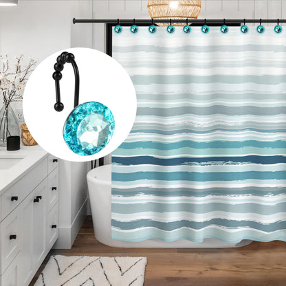 Sunlit Luxury Design Round Yellow Diamond Crystal Gem Bling with Glide Balls Shower Curtain Hooks, Rust Proof Metal Rhinestones Glam Shower Curtain Rings-12 Pack