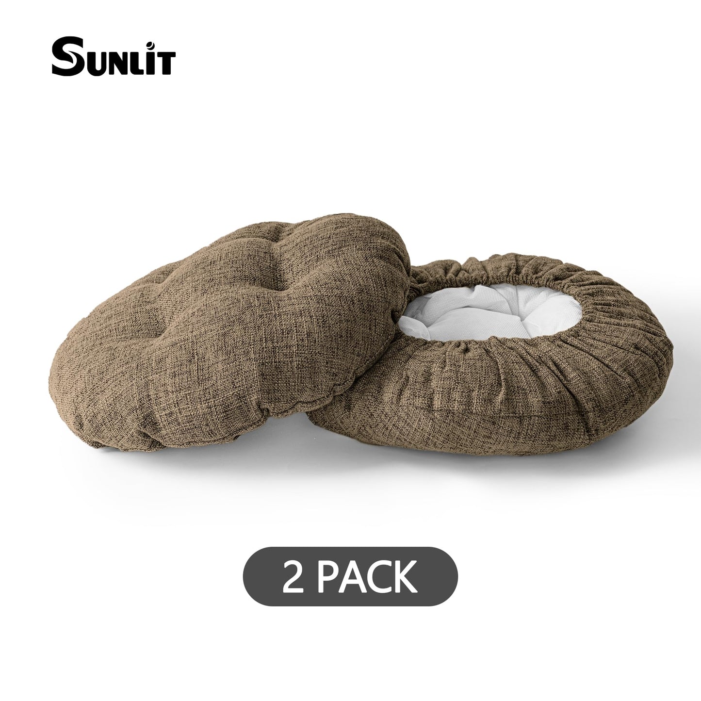 Sunlit Bar Stool Covers - Set of 2 Round Bar Stool Seat Covers, Soft and Cushioned Bar Chair Covers, Easy to Install and Wash, Cover Only, 12 Inch Diameter, Light Gray