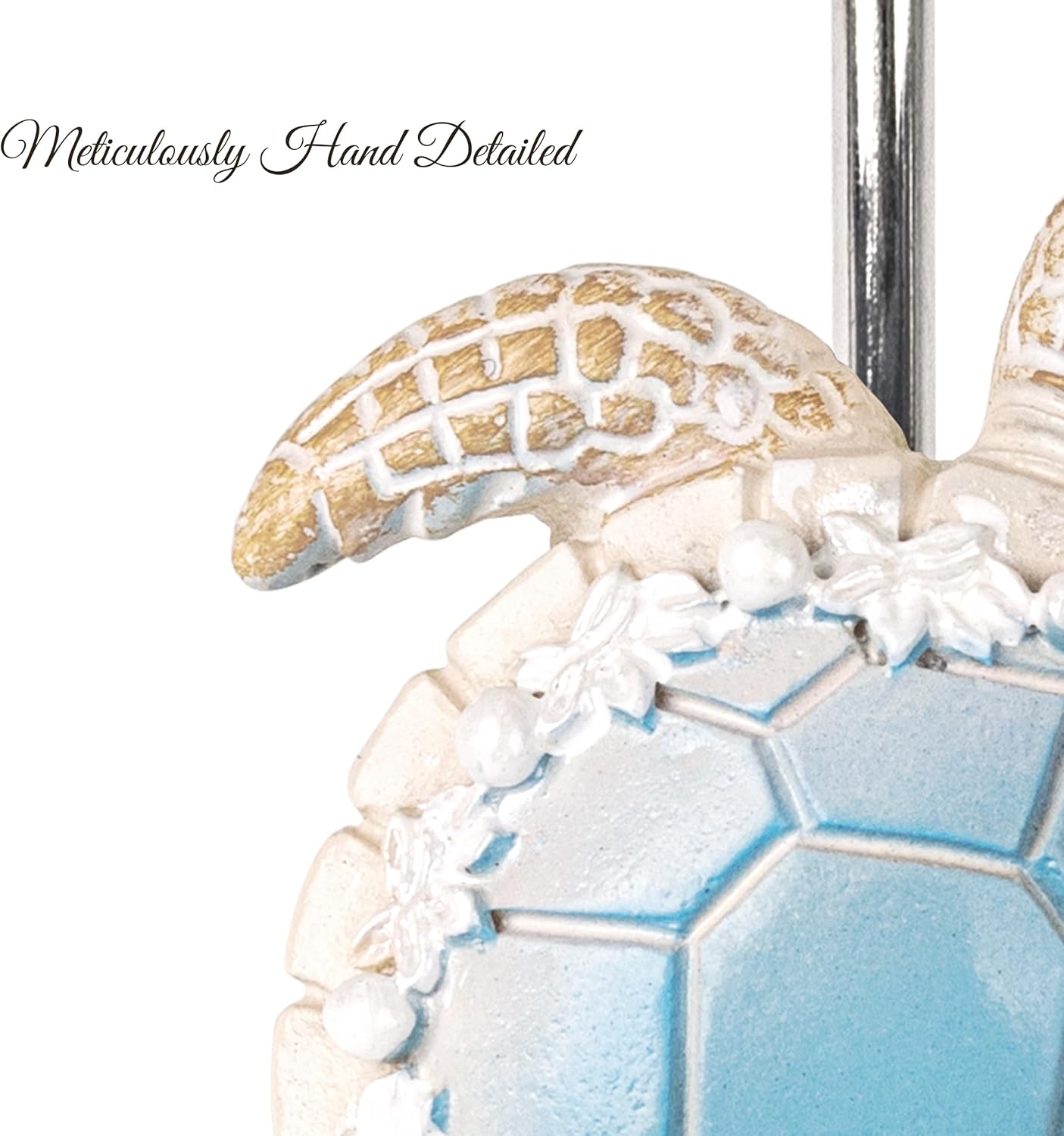 Sunlit Sea Turtle Shower Curtain Hooks with Pearl Accents, Nautical Home Decorative Shower Curtain Rings, Hand-Painted Resin, Cute Ocean Shower Curtain Hanger Hooks for Kids Bathroom, Set of 12