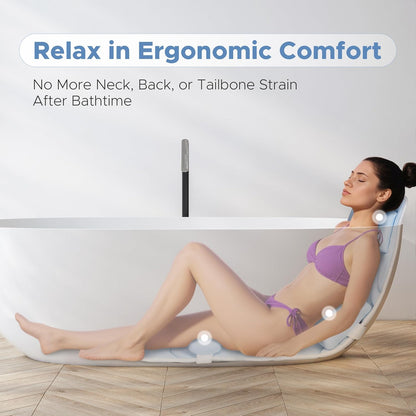 Sunlit Ultra Soft Full Body Bath Pillow for Bathtub, Luxury Thick Tub Pillow for Head Neck Back Support with Lumbar Pillow Multi-Function Stopper, Spa Pillow with Strong Suction Cups, Bath Accessories