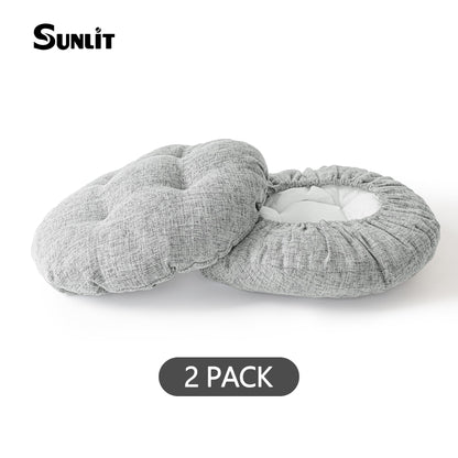 Sunlit Bar Stool Covers - Set of 2 Rectangle Bar Stool Seat Covers, Soft and Cushioned Bar Chair Covers, Easy to Install and Wash, Cover Only, Gray