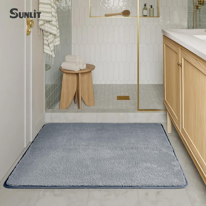Sunlit Square Bathroom Rug 32x32, Soft Super Absorbent Bath Mat Quick Dry, Washable Bathroom Mat, Non-Slip Square Bath Rug, Cozy Shower Rugs Bathmat, Gray