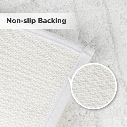 Sunlit 20"x30" Boho Decorative Textured Bathroom Rug Mat, Mid Century Modern Non-Slip Absorbent Soft Bath Mat, Organic Modern Floor Mat Dry Fast Machine Washable, Light Gray