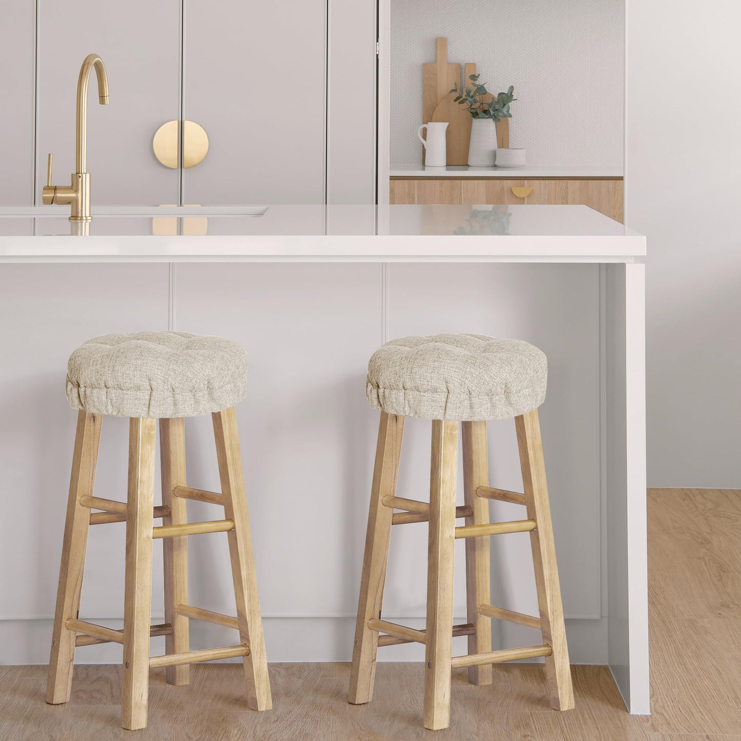 Sunlit Bar Stool Covers - Set of 2 Round Bar Stool Seat Covers, Soft and Cushioned Bar Chair Covers, Easy to Install and Wash, Cover Only, 12 Inch Diameter, Gray