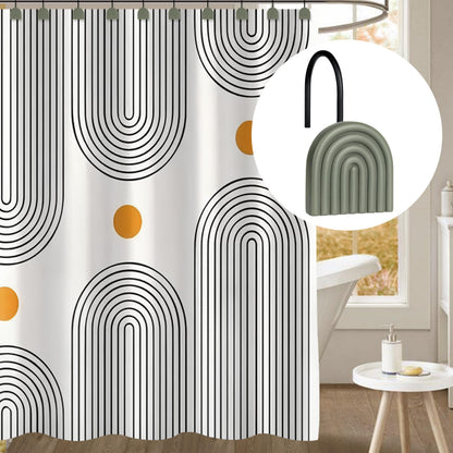 Sunlit Geometric Decorative Shower Curtain Hooks, Matt Triangle Geometric Black Shower Curtain Rings, Resin, Bathroom Decoration Boho Shower Curtain Hooks-12 Pack
