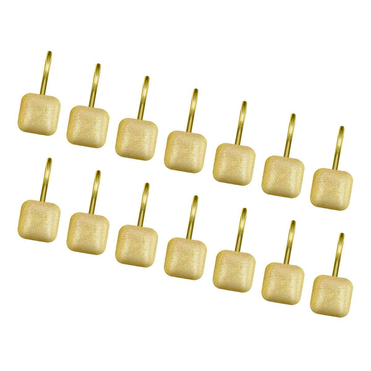 Sunlit Gold Shower Curtain Hooks, Round Metal Home Decorative Shower Curtain Rings for Bathroom, Modern Shower Curtain Hangers Bathroom Accessories, Set of 12