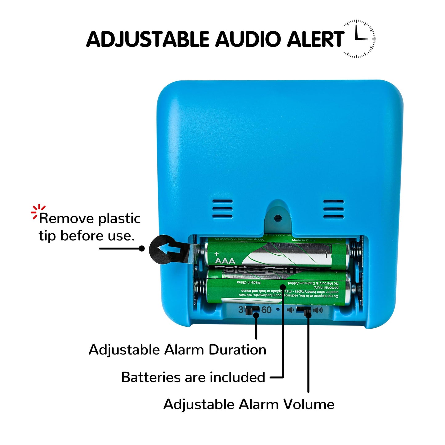 Visual Timer with Protective Case, 60-Minute Countdown Timer for Kids Autism ADHD Classroom Home Office, Countdown Clock for Teaching Work Meeting Time Management, Hungry Blue Fish