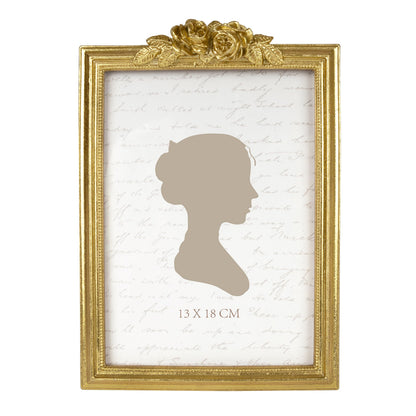 Sunlit Vintage Picture Frame 5x7 Inch, Luxury Antique Photo Frames with Glass Front, Luxury Photo Display, Tabletop Wall Hanging, Gift Ideas, Golden Rose