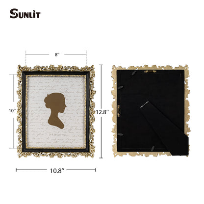 Sunlit Vintage Picture Frame 4x6 Inch, Luxury Antique Photo Frames with Glass Front, Photo Display, Tabletop Wall Hanging, Gift Ideas, Retro Blue and Gold