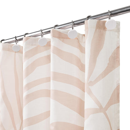 Sunlit 36x72 Inches Sage Green Textured Slubbed Fabric Shower Curtain, Mid Century Modern Palm Leaf Small Stall Shower Curtains for Bathroom Decoration, RV Half Size Narrow Boho Bathroom Curtains