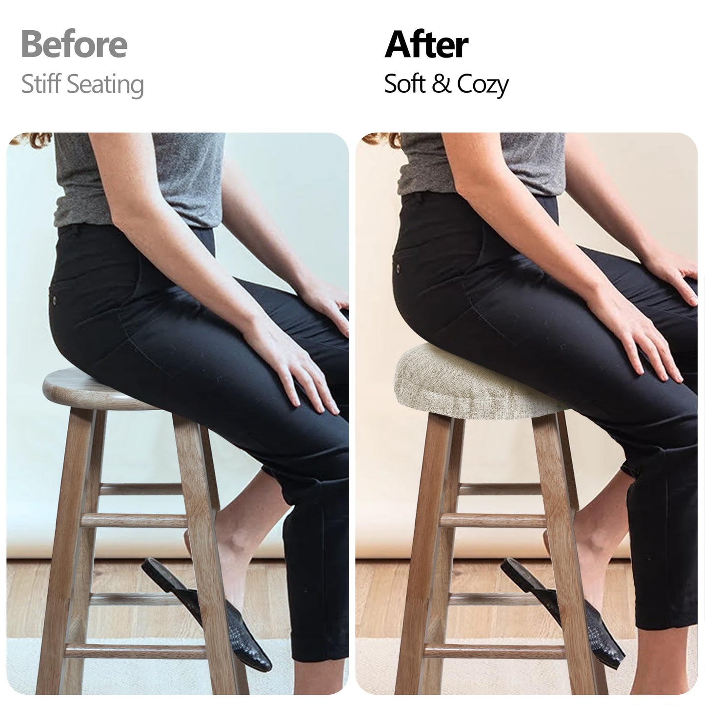 Sunlit Bar Stool Covers - Set of 2 Rectangle Bar Stool Seat Covers, Soft and Cushioned Bar Chair Covers, Easy to Install and Wash, Cover Only, Gray