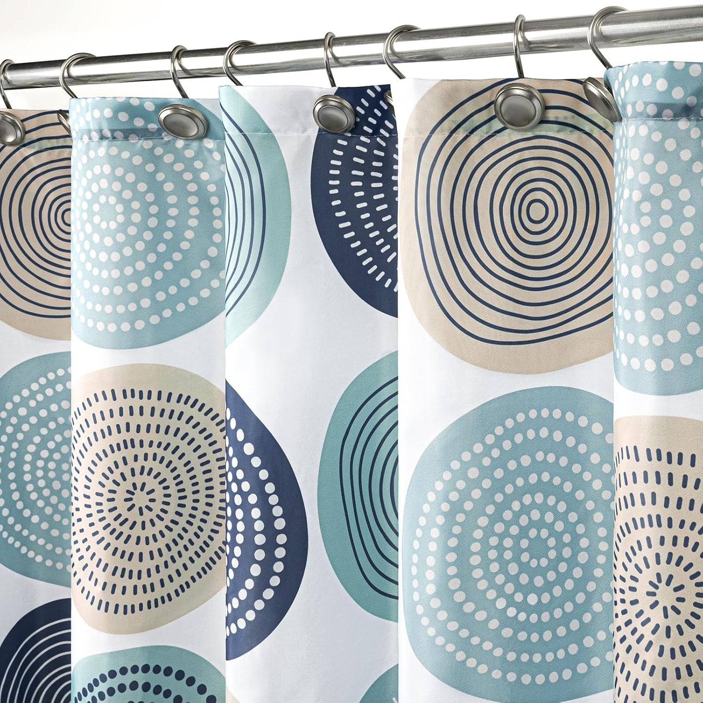 Sunlit Abstract Tree Rings Woody Artistic Small Stall Shower Curtain 36 x 72 Inches RV Half Size Narrow Bathroom Curtains Nature Pale Blue Teal Beige Light Brown Fabric Bathroom Decor