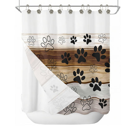 Sunlit Fashion Design Cute Paw Print Polished Shower Curtain Hooks for Dog Cat and Bear, Rust Proof Oil Rubbed Metal Shower Curtain Rings-12 Pack