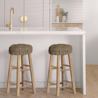 Sunlit Bar Stool Covers - Set of 2 Round Bar Stool Seat Covers, Soft and Cushioned Bar Chair Covers, Easy to Install and Wash, Cover Only, 12 Inch Diameter, Light Gray