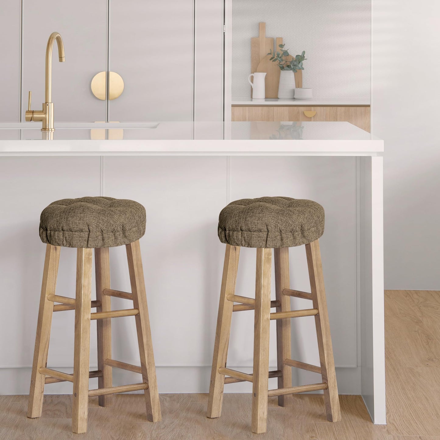 Sunlit Bar Stool Covers - Set of 2 Round Bar Stool Seat Covers, Soft and Cushioned Bar Chair Covers, Easy to Install and Wash, Cover Only, 12 Inch Diameter, Gray