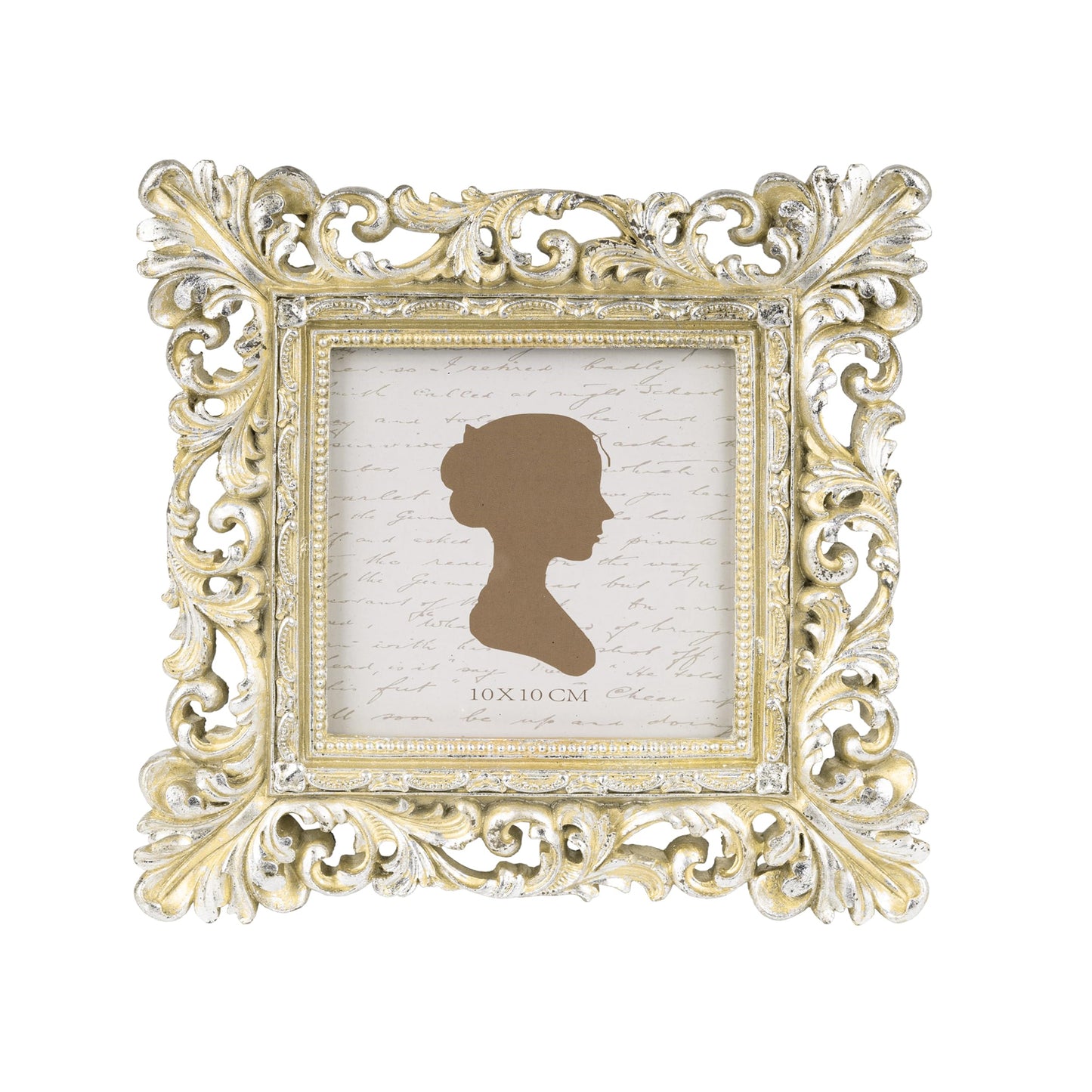 Sunlit Vintage Picture Frame 4x4 Inch, Luxury Antique Square Photo Frames with Glass Front, Photo Display, Tabletop Wall Hanging, Gift Ideas, Antique Gold Silver