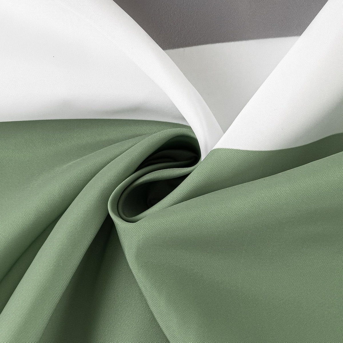 Sunlit Sage Green Gray Horizontal Stripes Water-Repellent Fabric Shower Curtain with Reinforced Metal Grommets Refreshing Striped Design Bathroom Decor, 72x72