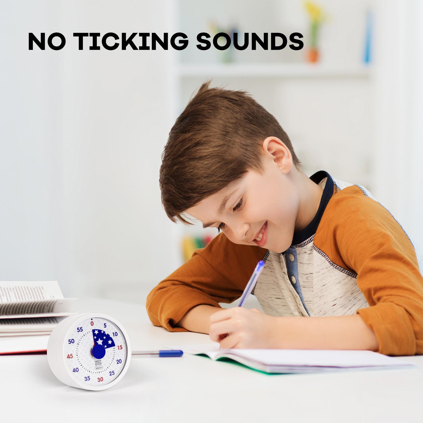 TWENTY5 SEVEN Countdown Timer 3 inch, Silent 60 Minute 1 Hour Visual Timer with Pause Function, Magnetic Classroom Teaching Tool Office Meeting, Countdown Clock for Kids Time Management, Blue Stars
