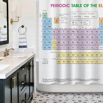 Updated Periodic Table of Elements Fabric Shower Curtains for Chemistry Students and Teacher Use as Poster, Educational Shower Curtain