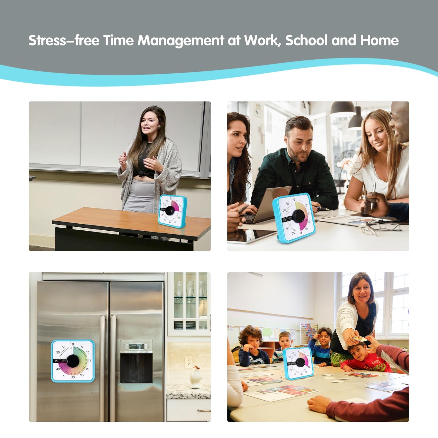 TWENTY5 SEVEN Countdown Timer 7.5 inch; 60 Minute 1 Hour Visual Timer – Classroom Teaching Tool Office Meeting, Mechanical Countdown Clock for Kids Exam Time Management Magnetic, Sky Blue