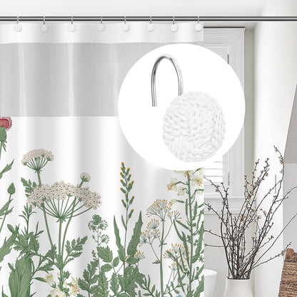 Sunlit Boho Knots Double Shower Curtain Hooks, Home Decorative White Shower Curtain Rings for Bathroom, Seaside Nautical Shower Curtain Hangers Bathroom Accessories, Set of 12