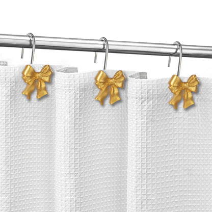 Sunlit Cute Bow Knot Shower Curtain Hooks, Home Decorative Shower Curtain Rings for Bathroom, Resin Shower Curtain Hangers Bathroom Accessories, Set of 12, Pink